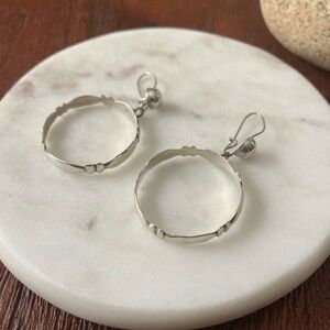 Sterling Silver Lightweight Dangle Hoop Earrings | Minimal Artisan Style